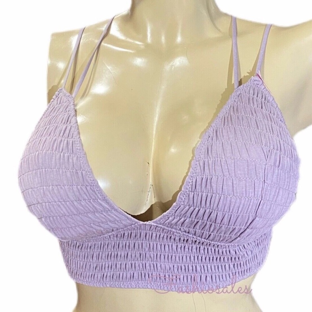 Victoria Secret/Pink Lavender Smocked Bralette Removable Padding Sz S